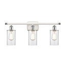 Clymer Bath Vanity Light shown in the White and Polished Chrome finish with a Clear shade