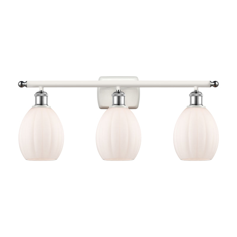 Eaton Bath Vanity Light shown in the White and Polished Chrome finish with a Matte White shade