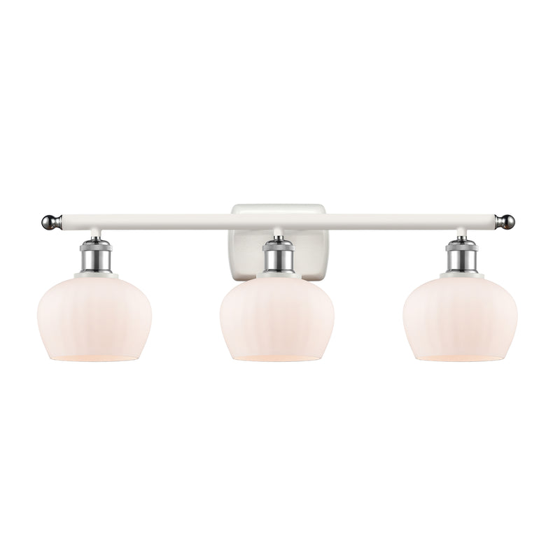 Fenton Bath Vanity Light shown in the White and Polished Chrome finish with a Matte White shade