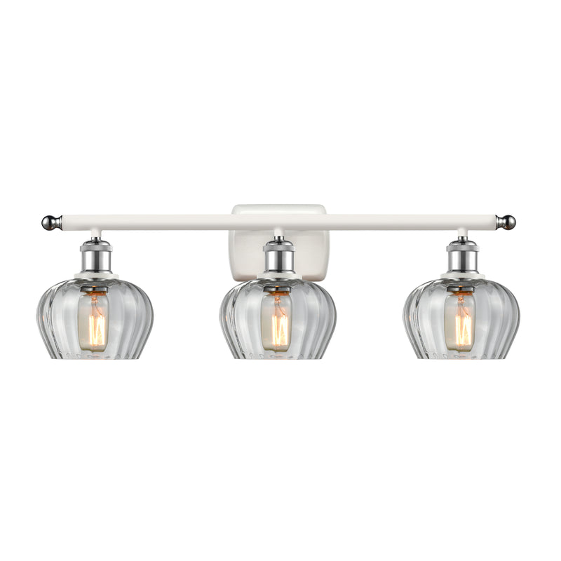 Fenton Bath Vanity Light shown in the White and Polished Chrome finish with a Clear shade