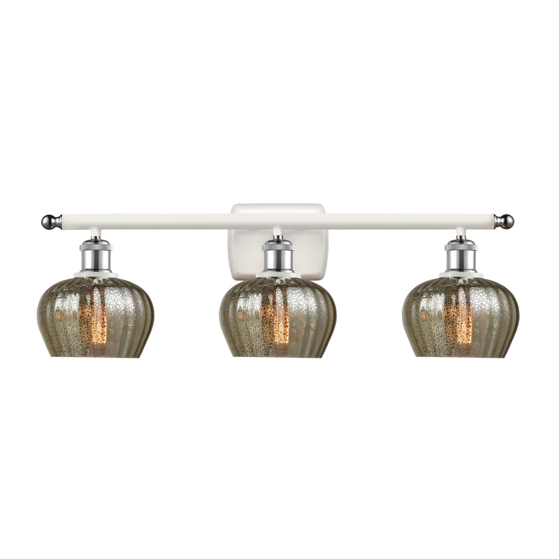 Fenton Bath Vanity Light shown in the White and Polished Chrome finish with a Mercury shade