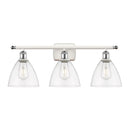 Ballston Dome Bath Vanity Light shown in the White and Polished Chrome finish with a Clear shade