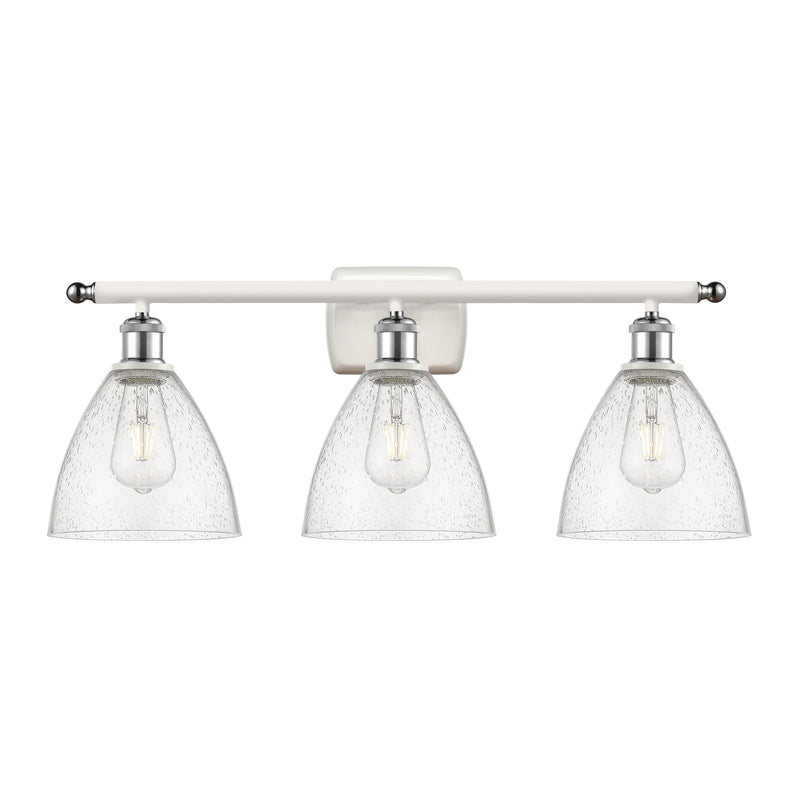 Ballston Dome Bath Vanity Light shown in the White and Polished Chrome finish with a Seedy shade