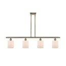 Cobbleskill Island Light shown in the Antique Brass finish with a Matte White shade