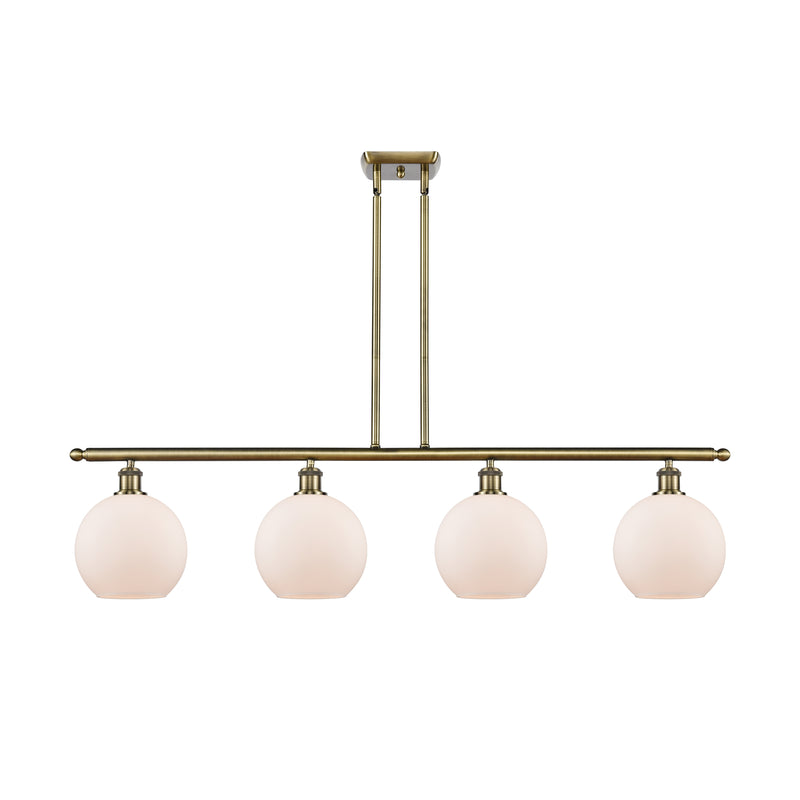 Athens Island Light shown in the Antique Brass finish with a Matte White shade