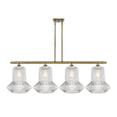 Springwater Island Light shown in the Antique Brass finish with a Clear Spiral Fluted shade