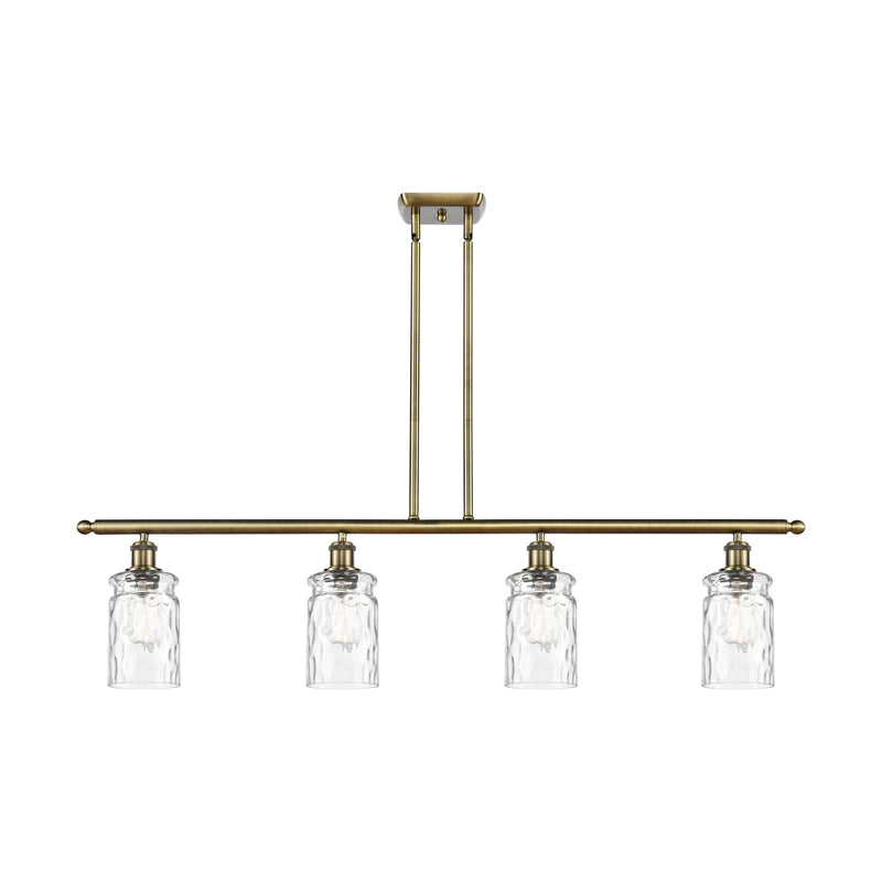 Candor Island Light shown in the Antique Brass finish with a Clear Waterglass shade