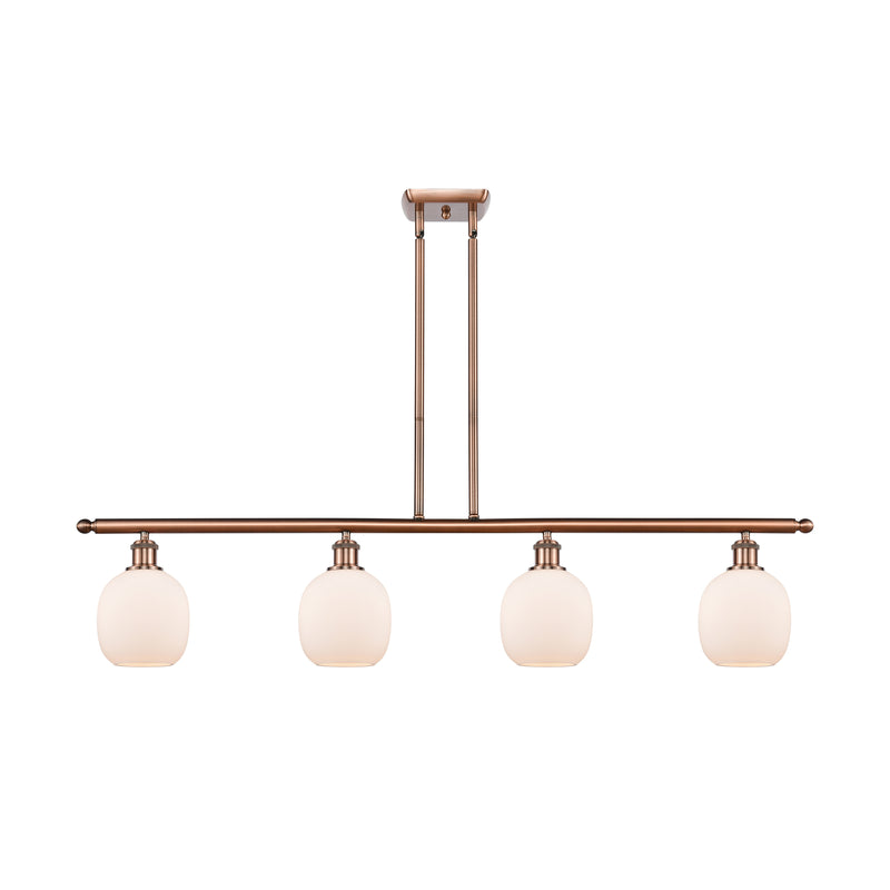 Belfast Island Light shown in the Antique Copper finish with a Matte White shade