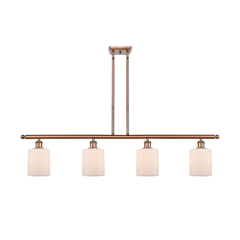 Cobbleskill Island Light shown in the Antique Copper finish with a Matte White shade