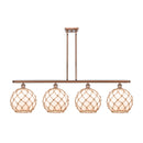 Farmhouse Rope Island Light shown in the Antique Copper finish with a White Glass with Brown Rope shade