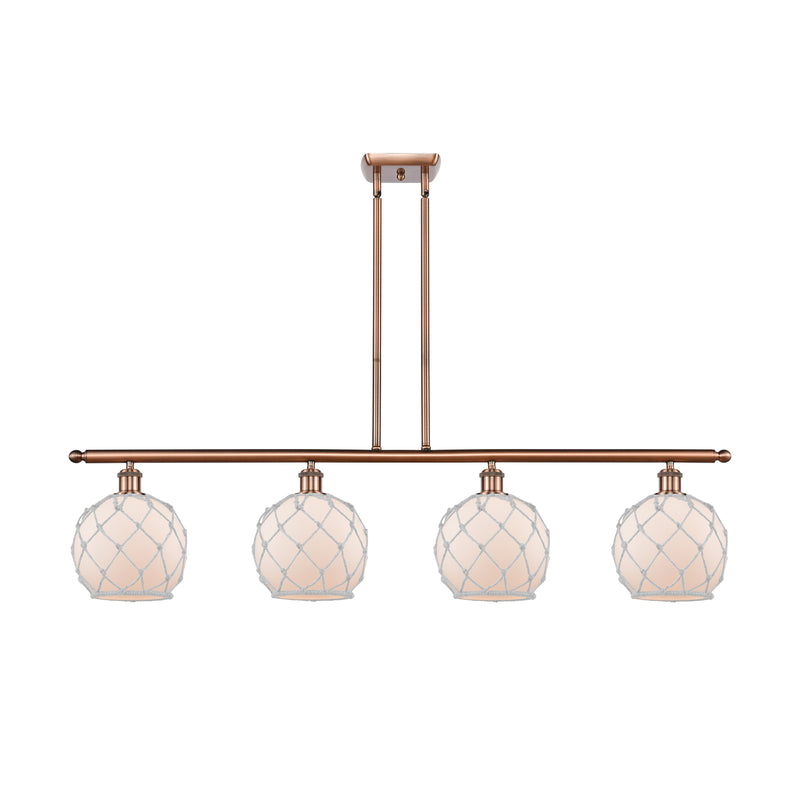 Farmhouse Rope Island Light shown in the Antique Copper finish with a White Glass with White Rope shade