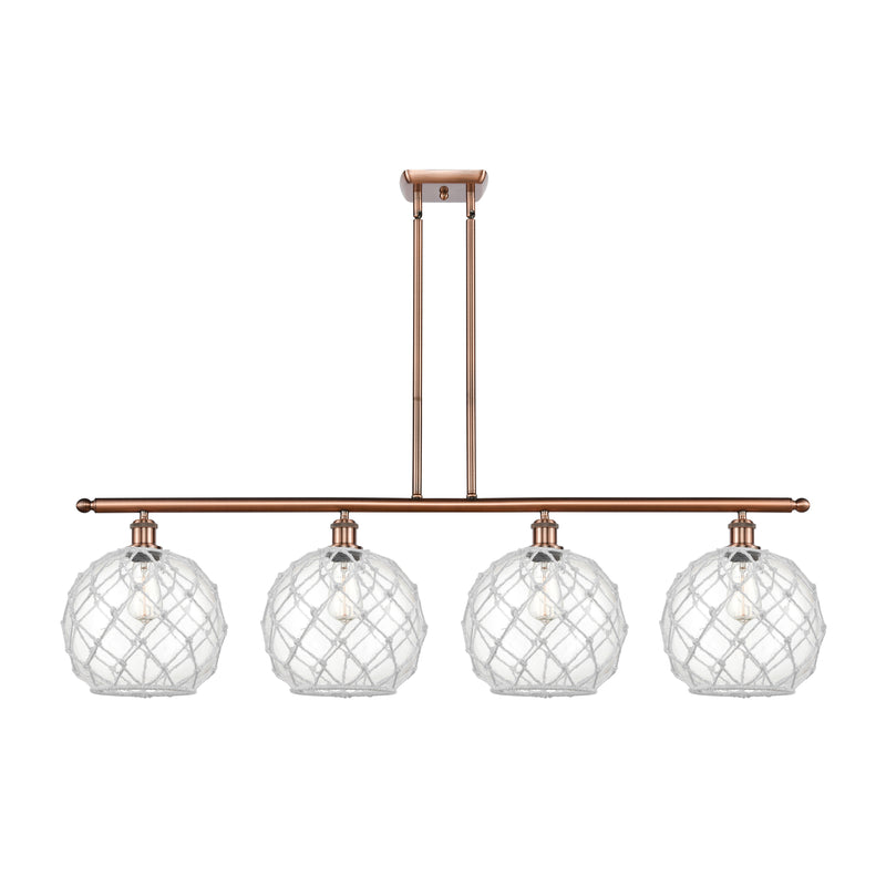 Farmhouse Rope Island Light shown in the Antique Copper finish with a Clear Glass with White Rope shade