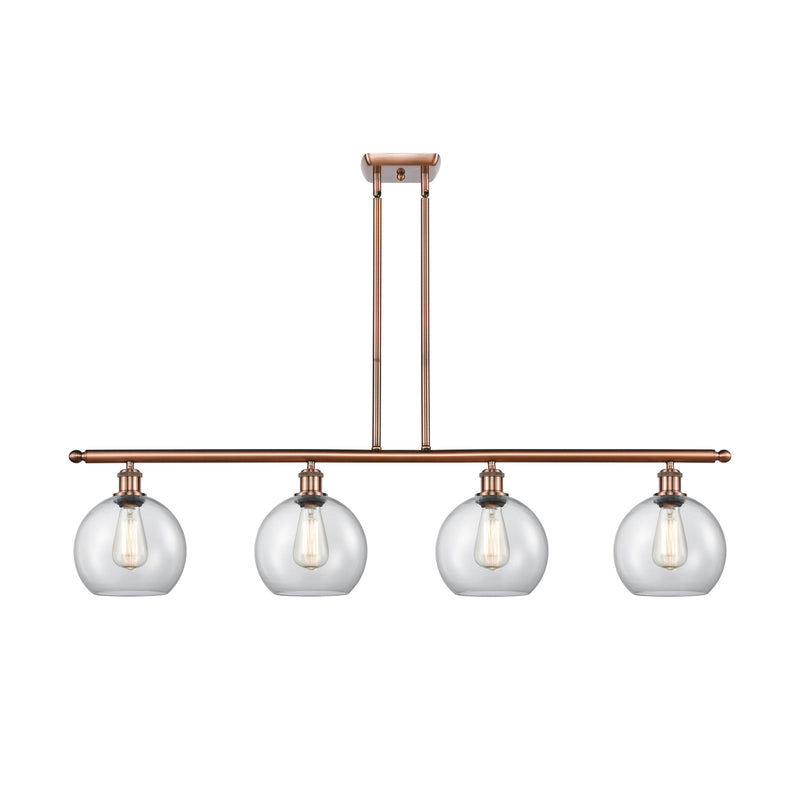 Athens Island Light shown in the Antique Copper finish with a Clear shade