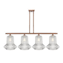 Springwater Island Light shown in the Antique Copper finish with a Clear Spiral Fluted shade