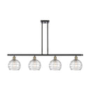 Deco Swirl Island Light shown in the Black Antique Brass finish with a Clear shade