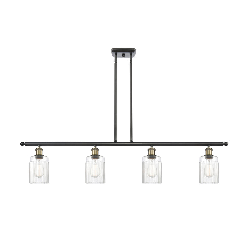 Hadley Island Light shown in the Black Antique Brass finish with a Clear shade