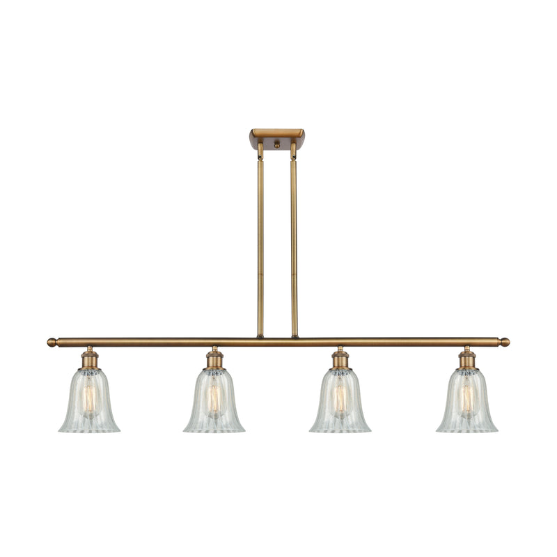 Hanover Island Light shown in the Brushed Brass finish with a Mouchette shade