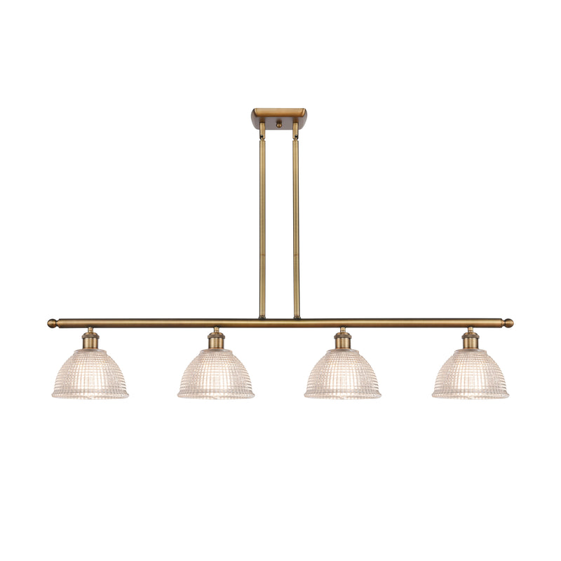 Arietta Island Light shown in the Brushed Brass finish with a Clear shade