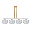 Fenton Island Light shown in the Brushed Brass finish with a Clear shade