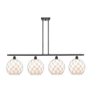 Farmhouse Rope Island Light shown in the Matte Black finish with a White Glass with White Rope shade