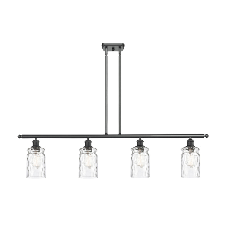 Candor Island Light shown in the Matte Black finish with a Clear Waterglass shade