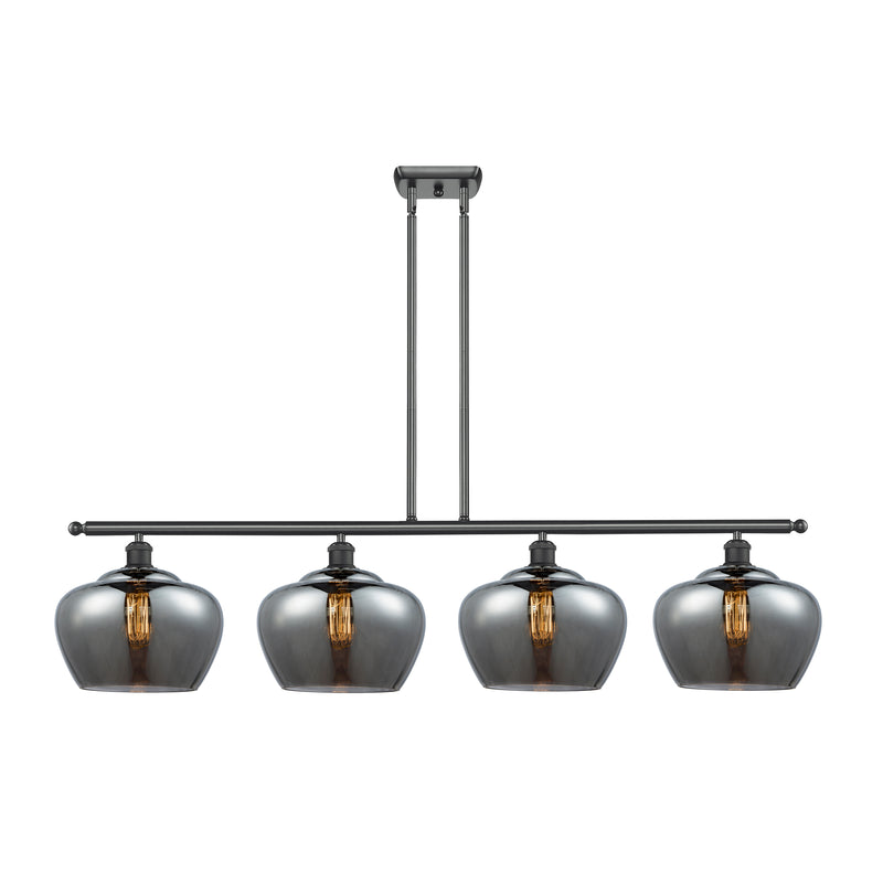 Fenton Island Light shown in the Matte Black finish with a Plated Smoke shade