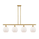 Athens Island Light shown in the Satin Gold finish with a Matte White shade