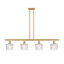 Niagra Island Light shown in the Satin Gold finish with a Clear shade