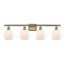 Belfast Bath Vanity Light shown in the Antique Brass finish with a Matte White shade