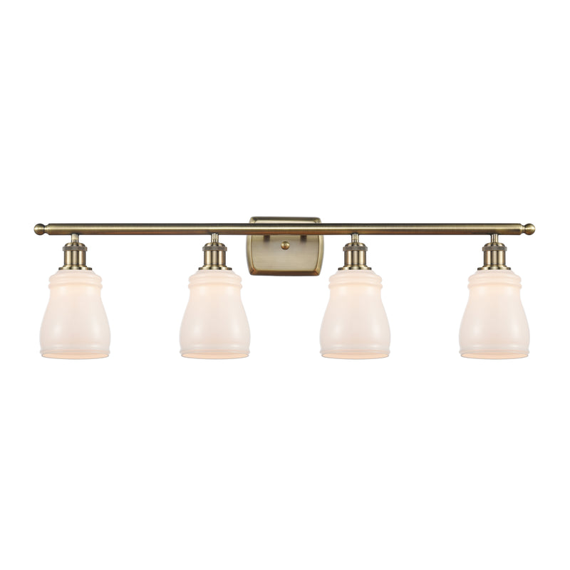 Ellery Bath Vanity Light shown in the Antique Brass finish with a White shade