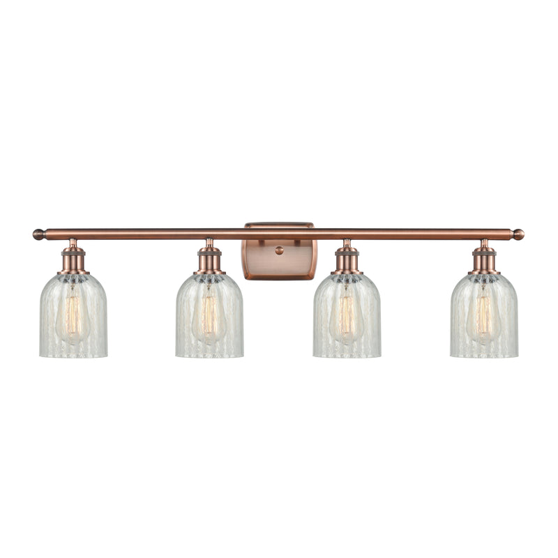 Caledonia Bath Vanity Light shown in the Antique Copper finish with a Mouchette shade