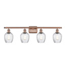 Salina Bath Vanity Light shown in the Antique Copper finish with a Clear Spiral Fluted shade