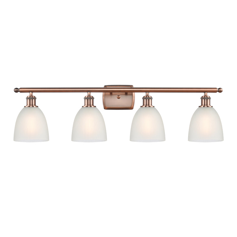 Castile Bath Vanity Light shown in the Antique Copper finish with a White shade