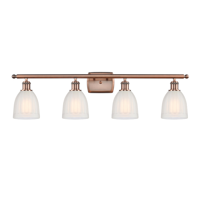 Brookfield Bath Vanity Light shown in the Antique Copper finish with a White shade