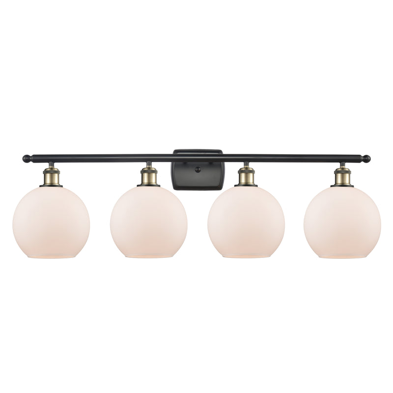 Athens Bath Vanity Light shown in the Black Antique Brass finish with a Matte White shade