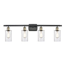 Clymer Bath Vanity Light shown in the Black Antique Brass finish with a Clear shade