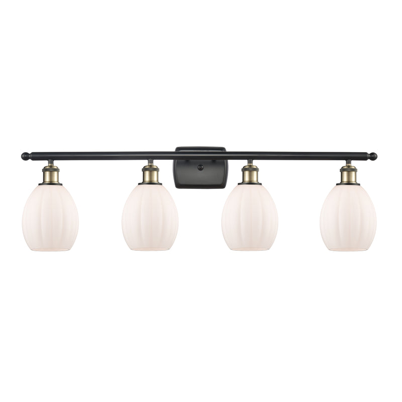 Eaton Bath Vanity Light shown in the Black Antique Brass finish with a Matte White shade