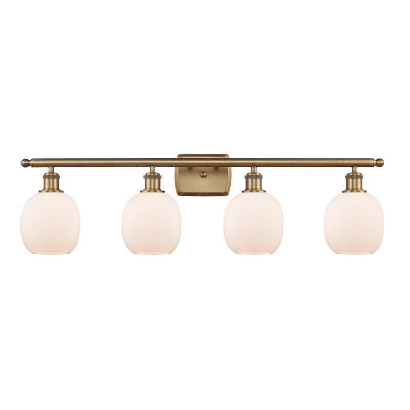 Belfast Bath Vanity Light shown in the Brushed Brass finish with a Matte White shade