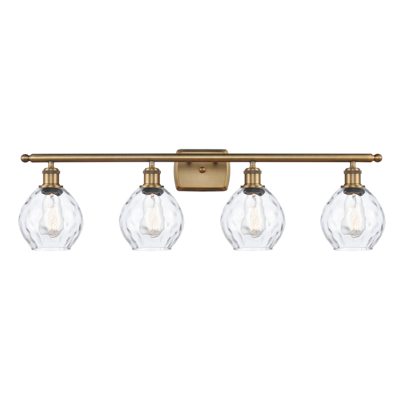 Waverly Bath Vanity Light shown in the Brushed Brass finish with a Clear shade