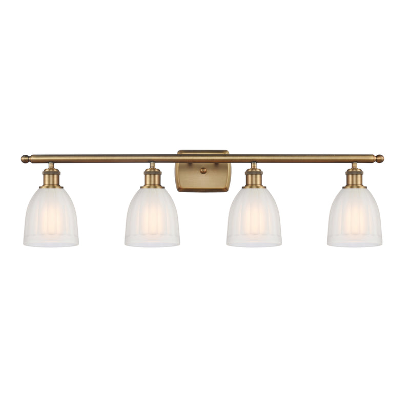 Brookfield Bath Vanity Light shown in the Brushed Brass finish with a White shade