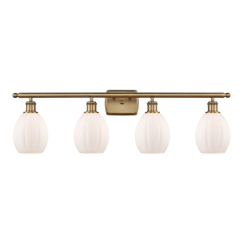 Eaton Bath Vanity Light shown in the Brushed Brass finish with a Matte White shade