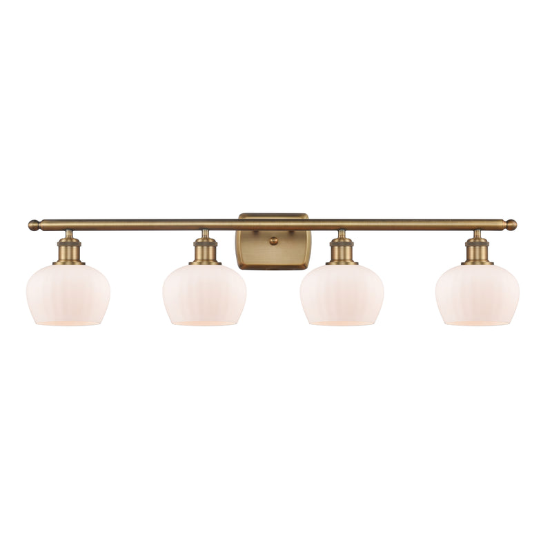 Fenton Bath Vanity Light shown in the Brushed Brass finish with a Matte White shade