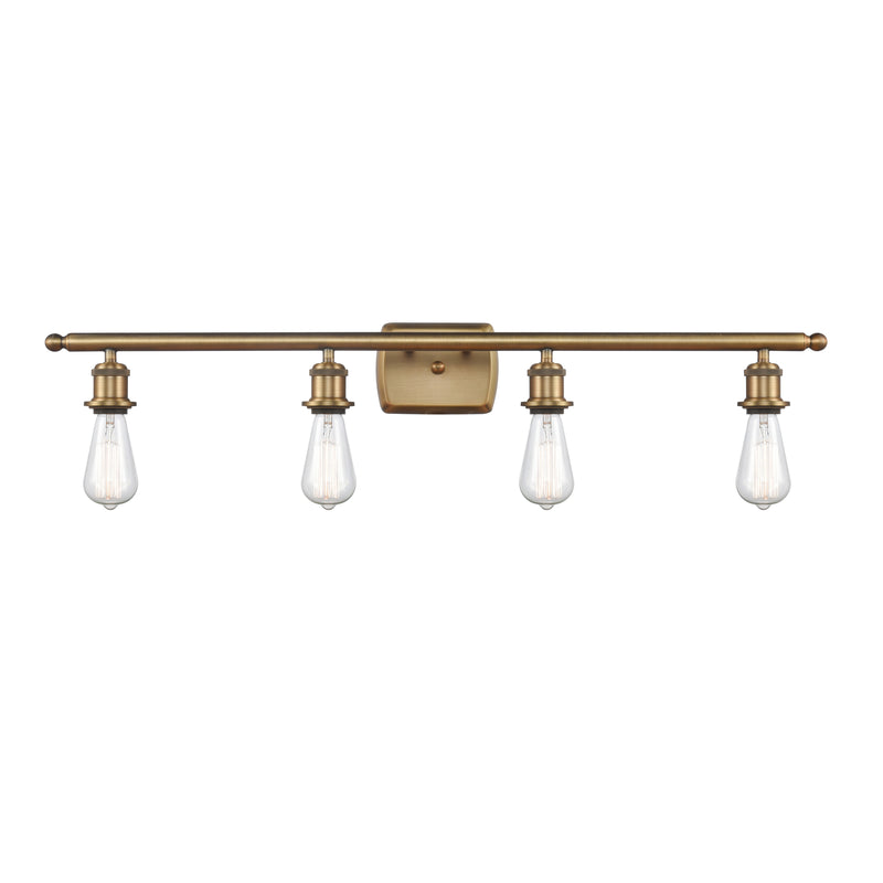 Bare Bulb Bath Vanity Light shown in the Brushed Brass finish