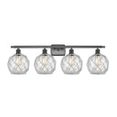 Farmhouse Rope Bath Vanity Light shown in the Matte Black finish with a Clear Glass with White Rope shade