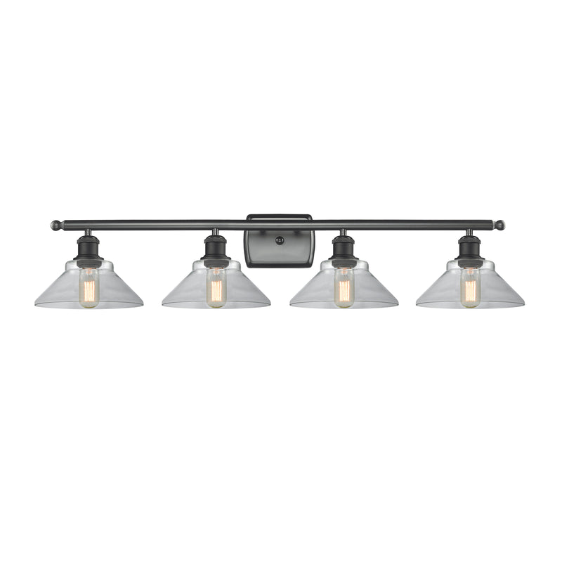 Orwell Bath Vanity Light shown in the Matte Black finish with a Clear shade