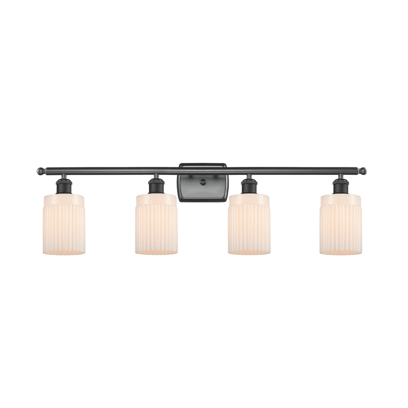 Hadley Bath Vanity Light shown in the Matte Black finish with a Matte White shade