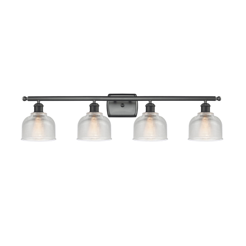 Dayton Bath Vanity Light shown in the Matte Black finish with a Clear shade