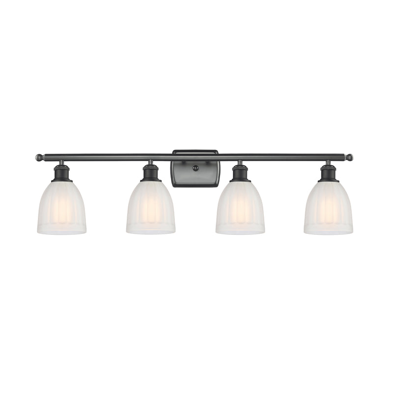 Brookfield Bath Vanity Light shown in the Matte Black finish with a White shade