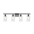 Clymer Bath Vanity Light shown in the Matte Black finish with a Clear shade