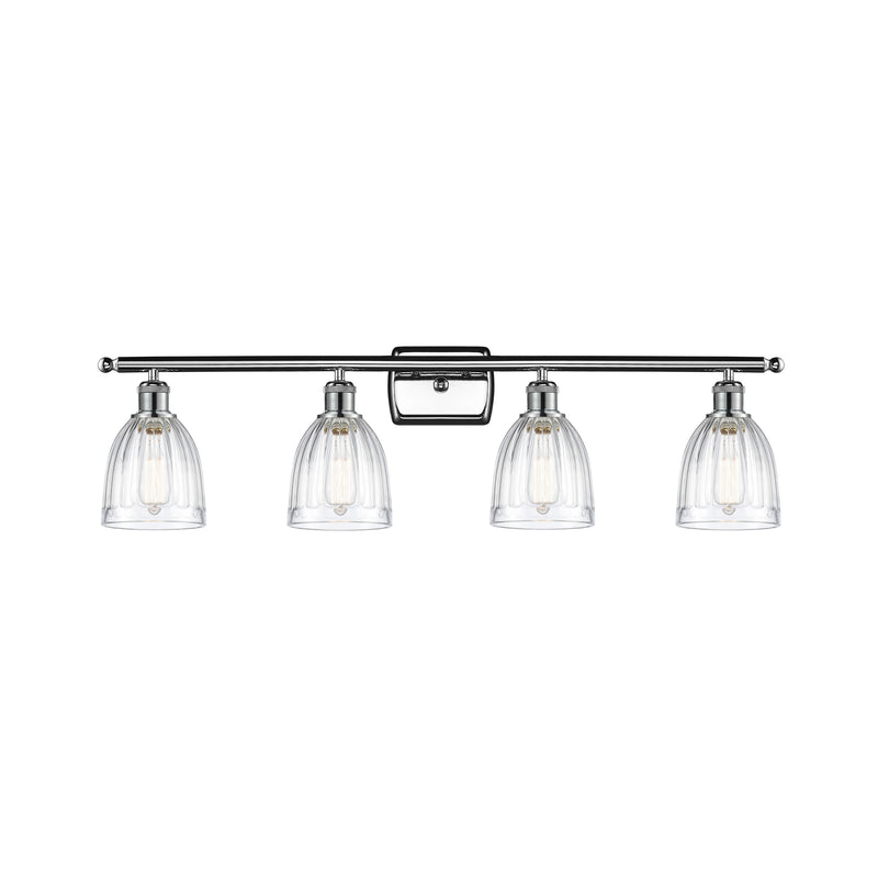 Brookfield Bath Vanity Light shown in the Polished Chrome finish with a Clear shade